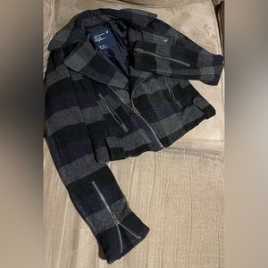 American Eagle wool checkered moto jacket XS